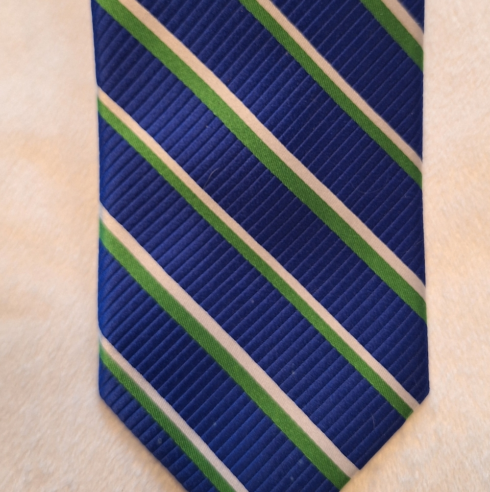 Hanes and Bonner Blue and Green Striped Men's Tie